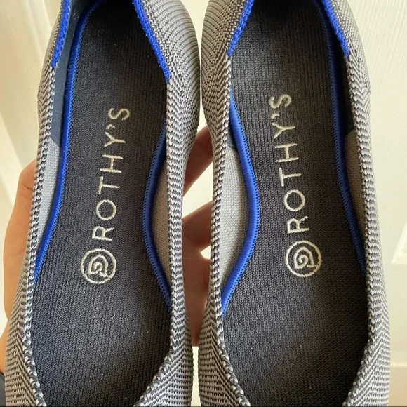 Rothy’s Women's Gray The Point Flat Shoes Cloud Grey Birdseye Sz 7 - Picture 2 of 13